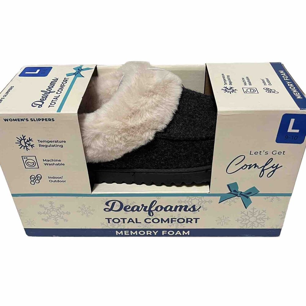 Dearfoams Black Total  Comfort Womens Clog Slipper Size Large 9-10 NIB